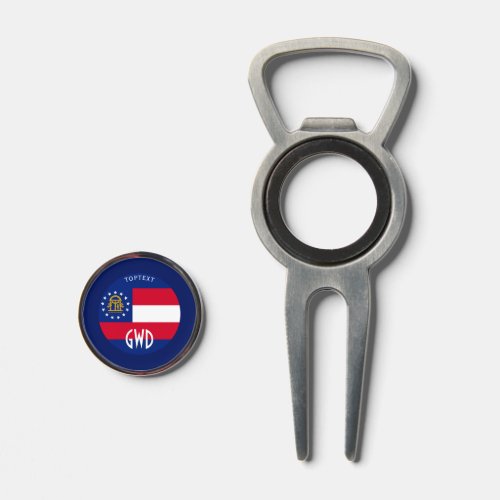 Personalized Your Text Georgia State Flag on a Divot Tool