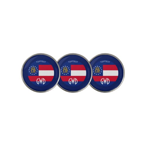 Personalized Your Text Georgia State Flag on a Golf Ball Marker