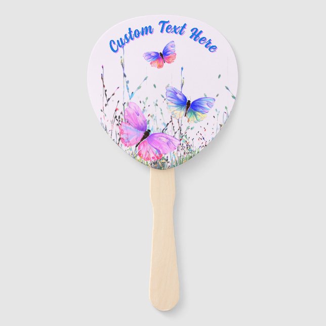 Personalized Your Text Hand Fans with Butterflies (Front)