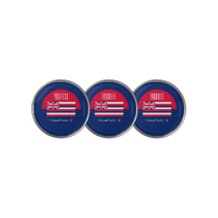 Personalized Your Text Hawaii State Flag on a Golf Ball Marker