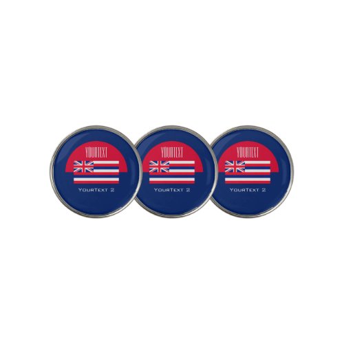 Personalized Your Text Hawaii State Flag on a Golf Ball Marker