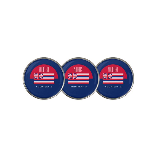 Personalized Your Text Hawaii State Flag on a Golf Ball Marker (3 Up)