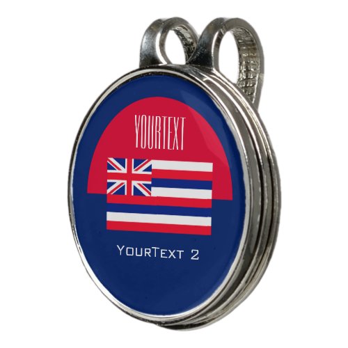 Personalized Your Text Hawaii State Flag on a Golf Hat Clip