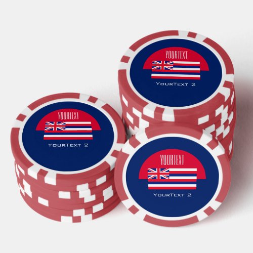 Personalized Your Text Hawaii State Flag on a Poker Chips