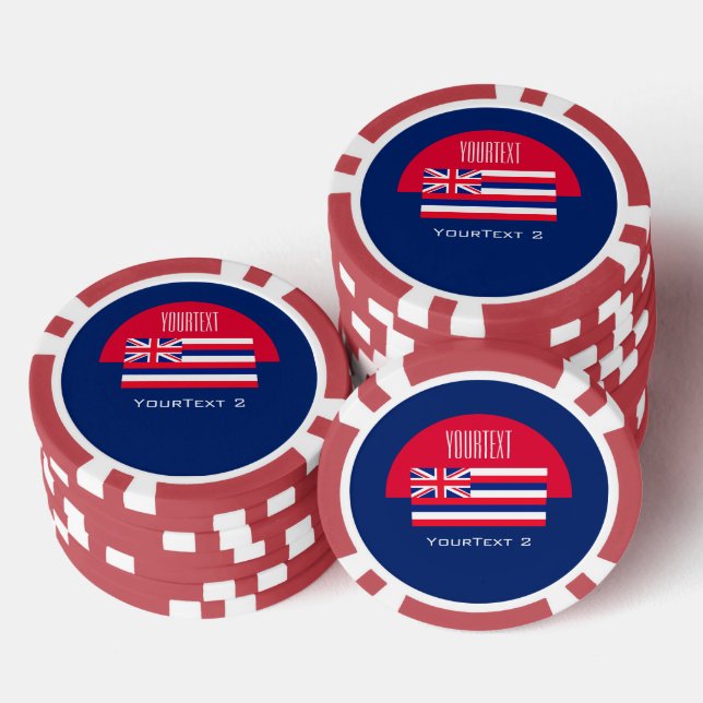 Personalized Your Text Hawaii State Flag on a Poker Chips (Stack)