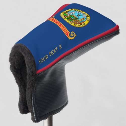 Personalized Your Text Idaho State Flag on a Golf Head Cover