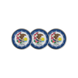 Personalized Your Text Illinois State Flag on a Golf Ball Marker