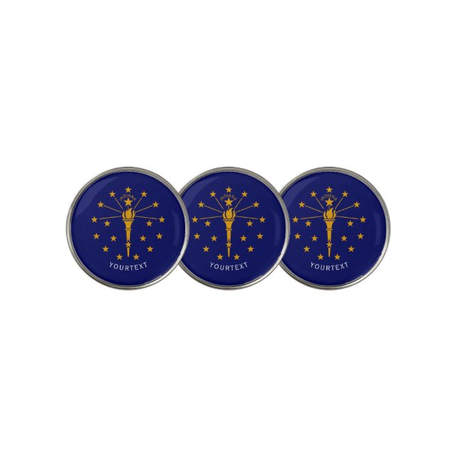 Personalized Your Text Indiana State Flag on a Golf Ball Marker (3 Up)
