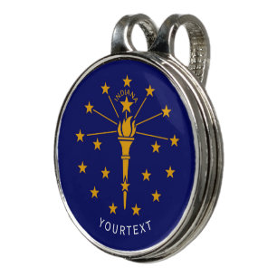 Personalized Your Text Indiana State Flag on a Golf Hat Clip