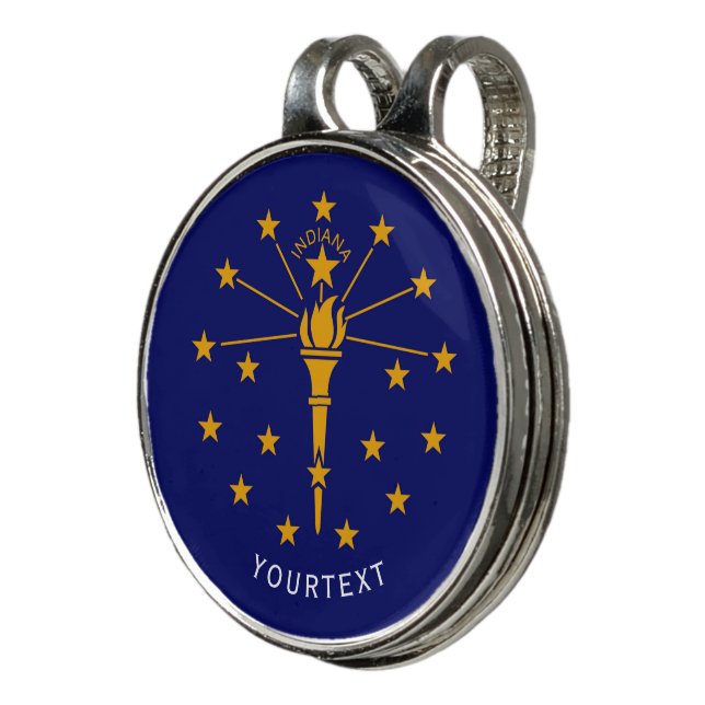 Personalized Your Text Indiana State Flag on a Golf Hat Clip (3/4)