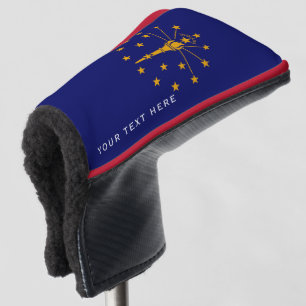 Personalized Your Text Indiana State Flag on a Golf Head Cover