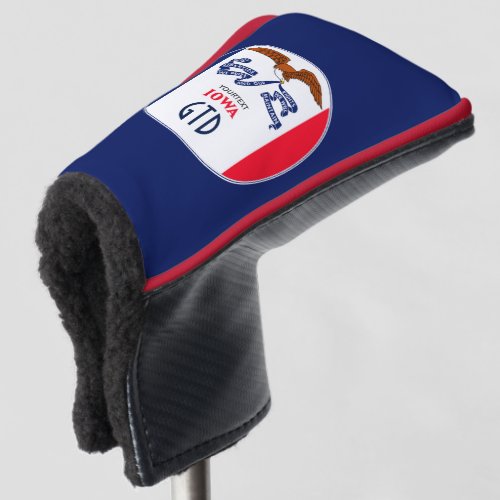 Personalized Your Text Iowa State Flag on a Golf Head Cover