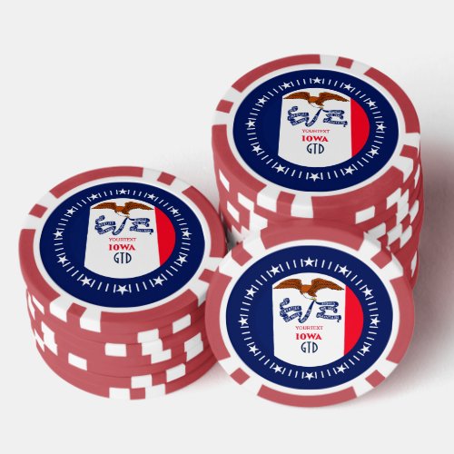 Personalized Your Text Iowa State Flag on a Poker Chips