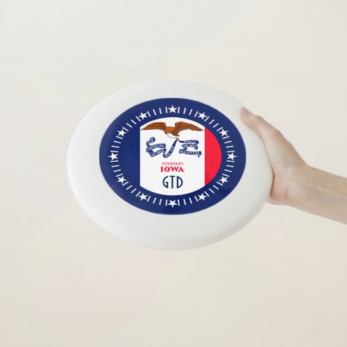 Personalized Your Text Iowa State Flag on a Wham_O Frisbee