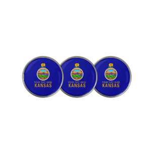 Personalized Your Text Kansas State Flag on a Golf Ball Marker
