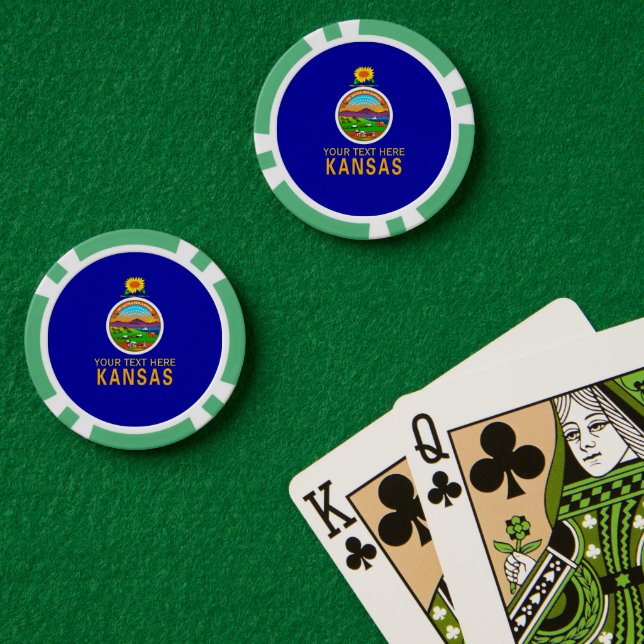 Personalized Your Text Kansas State Flag on a Poker Chips (Poker Table (Double))