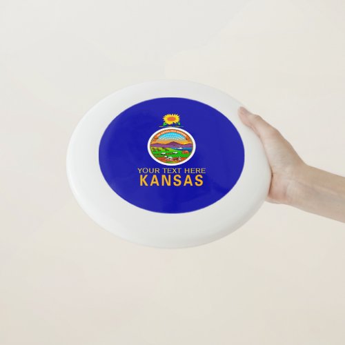 Personalized Your Text Kansas State Flag on a Wham_O Frisbee