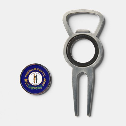 Personalized Your Text Kentucky State Flag on a Divot Tool