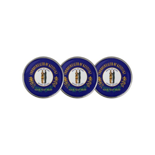 Personalized Your Text Kentucky State Flag on a Golf Ball Marker