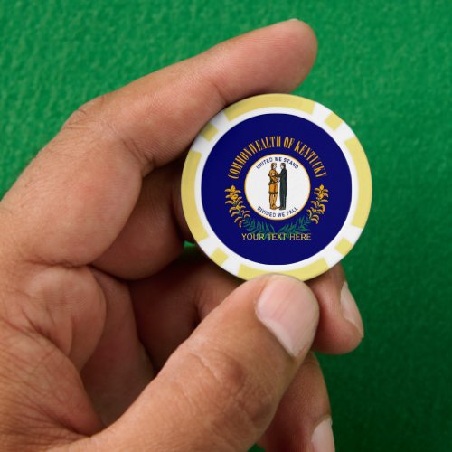 Personalized Your Text Kentucky State Flag on a Poker Chips