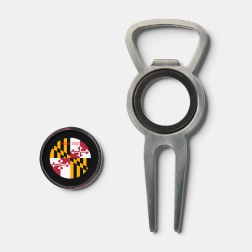 Personalized Your Text Maryland State Flag on a Divot Tool