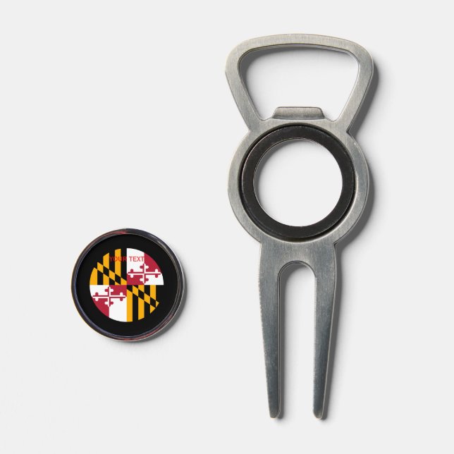 Personalized Your Text Maryland State Flag on a Divot Tool (Front (Open))