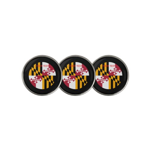 Personalized Your Text Maryland State Flag on a Golf Ball Marker