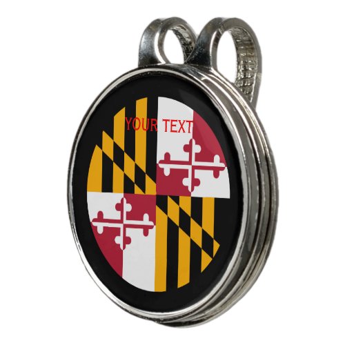 Personalized Your Text Maryland State Flag on a Golf Hat Clip