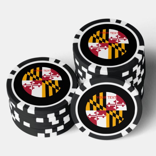 Personalized Your Text Maryland State Flag on a Poker Chips