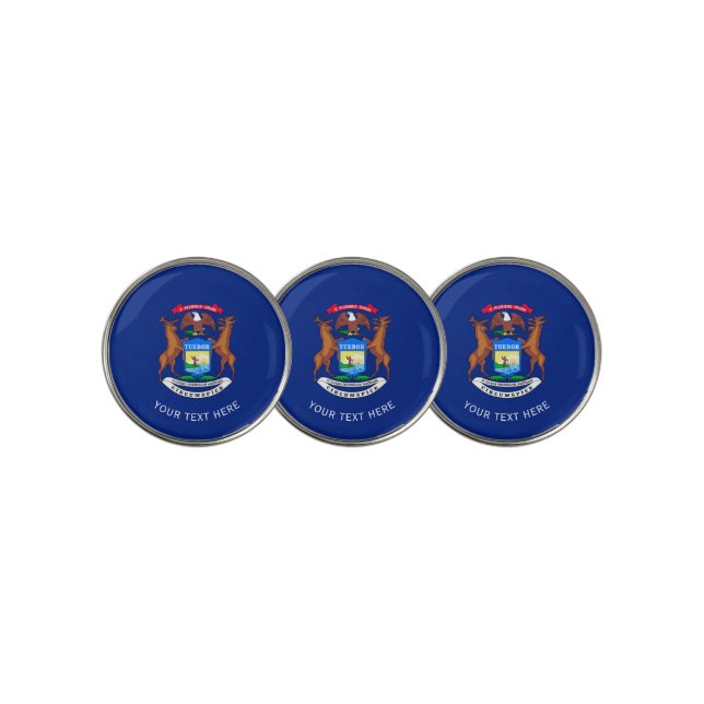 Personalized Your Text Michigan State Flag on a Golf Ball Marker (3 Up)