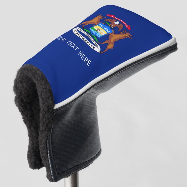 Personalized Your Text Michigan State Flag on a Golf Head Cover (3/4 Front)