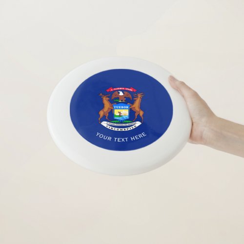 Personalized Your Text Michigan State Flag on a Wham_O Frisbee