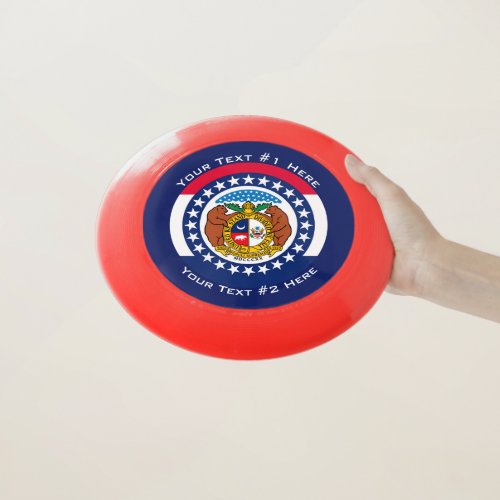 Personalized Your Text Missouri State Flag on a Wham_O Frisbee