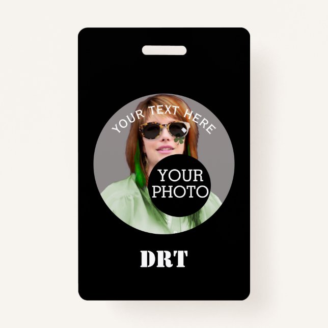 Personalized Your Text Monogram Your Image on a Badge (Front)