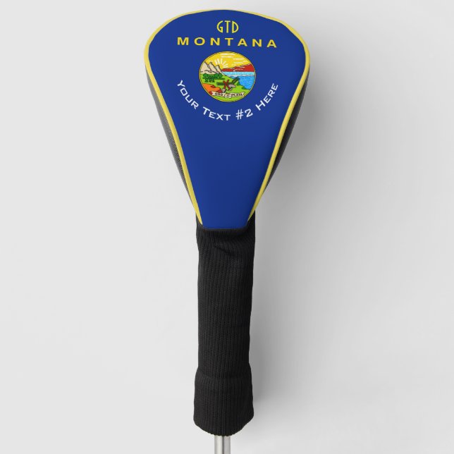 Personalized Your Text Montana State Flag on a Golf Head Cover (Front)