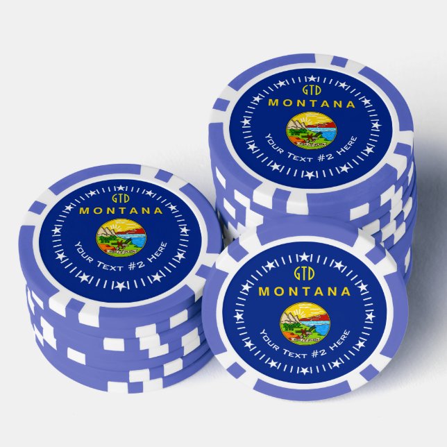Personalized Your Text Montana State Flag on a Poker Chips (Stack)