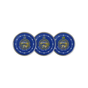 Personalized Your Text Nebraska State Flag on a Golf Ball Marker
