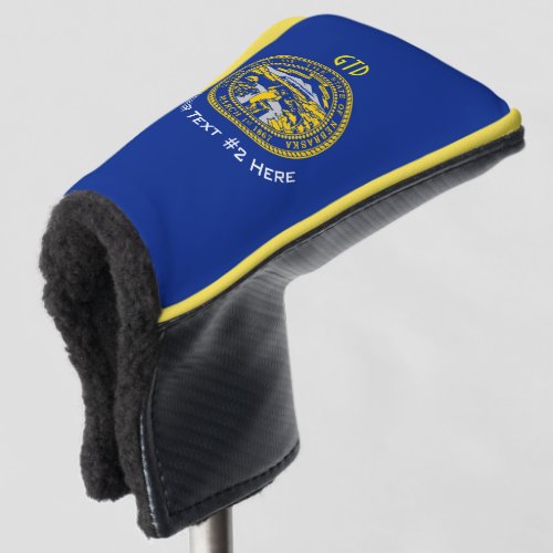 Personalized Your Text Nebraska State Flag on a Golf Head Cover