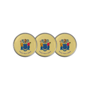 Personalized Your Text New Jersey State Flag on a Golf Ball Marker