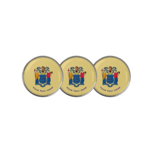 Personalized Your Text New Jersey State Flag on a Golf Ball Marker