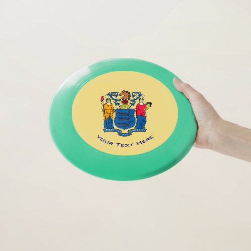 Personalized Your Text New Jersey State Flag on a Wham_O Frisbee