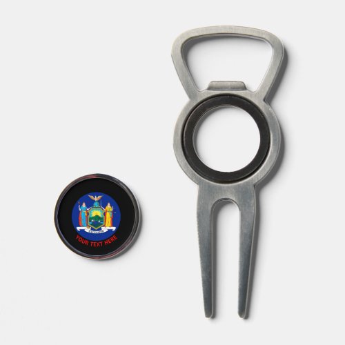 Personalized Your Text New York State Flag on a Divot Tool