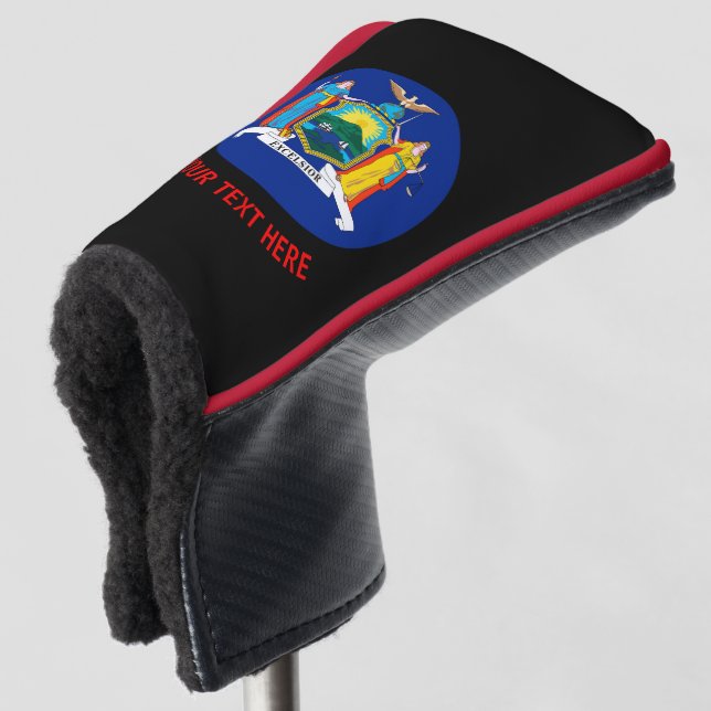 Personalized Your Text New York State Flag on a Golf Head Cover (3/4 Front)