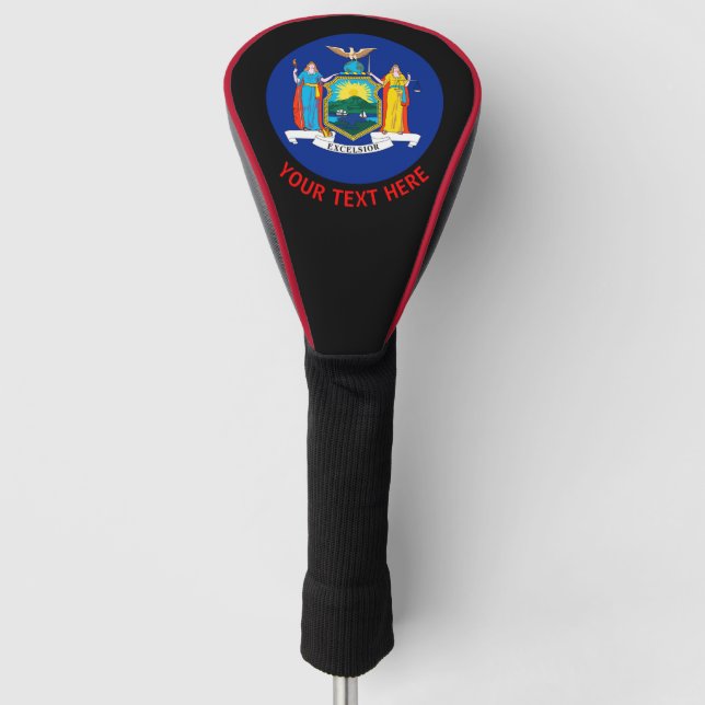 Personalized Your Text New York State Flag on a Golf Head Cover (Front)