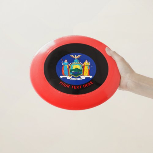 Personalized Your Text New York State Flag on a Wham_O Frisbee