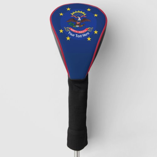 Personalized Your Text North Dakota State Flag Golf Head Cover