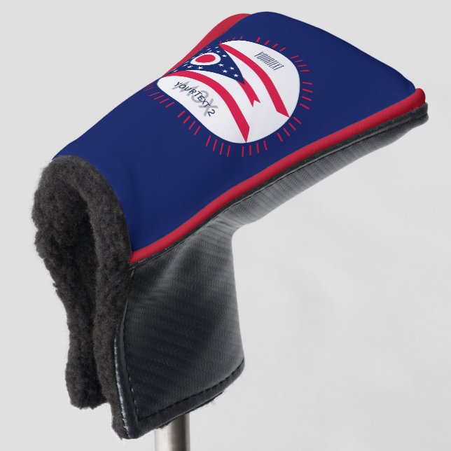 Personalized Your Text Ohio State Flag on a Golf Head Cover (3/4 Front)