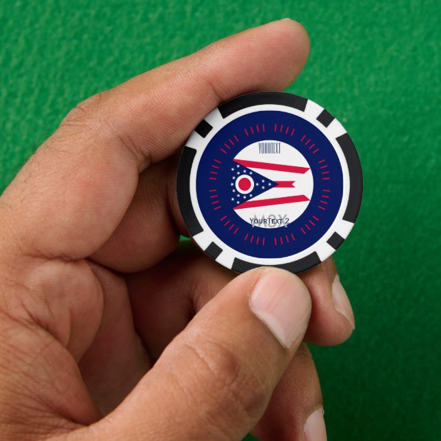 Personalized Your Text Ohio State Flag on a Poker Chips (Hand)