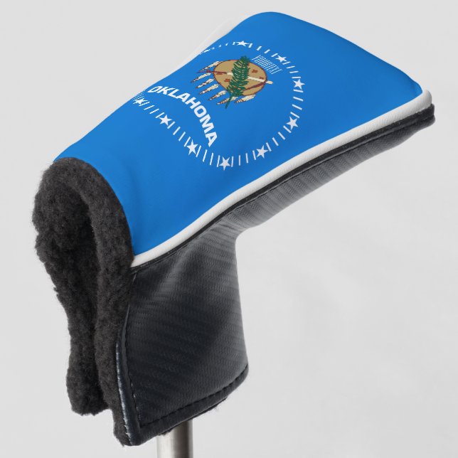 Personalized Your Text Oklahoma State Flag on a Golf Head Cover (3/4 Front)