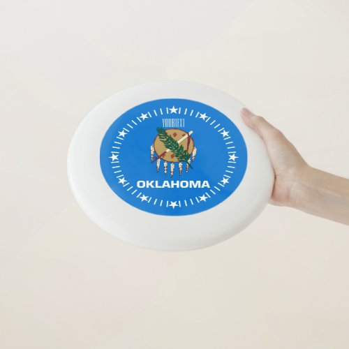 Personalized Your Text Oklahoma State Flag on a Wham_O Frisbee